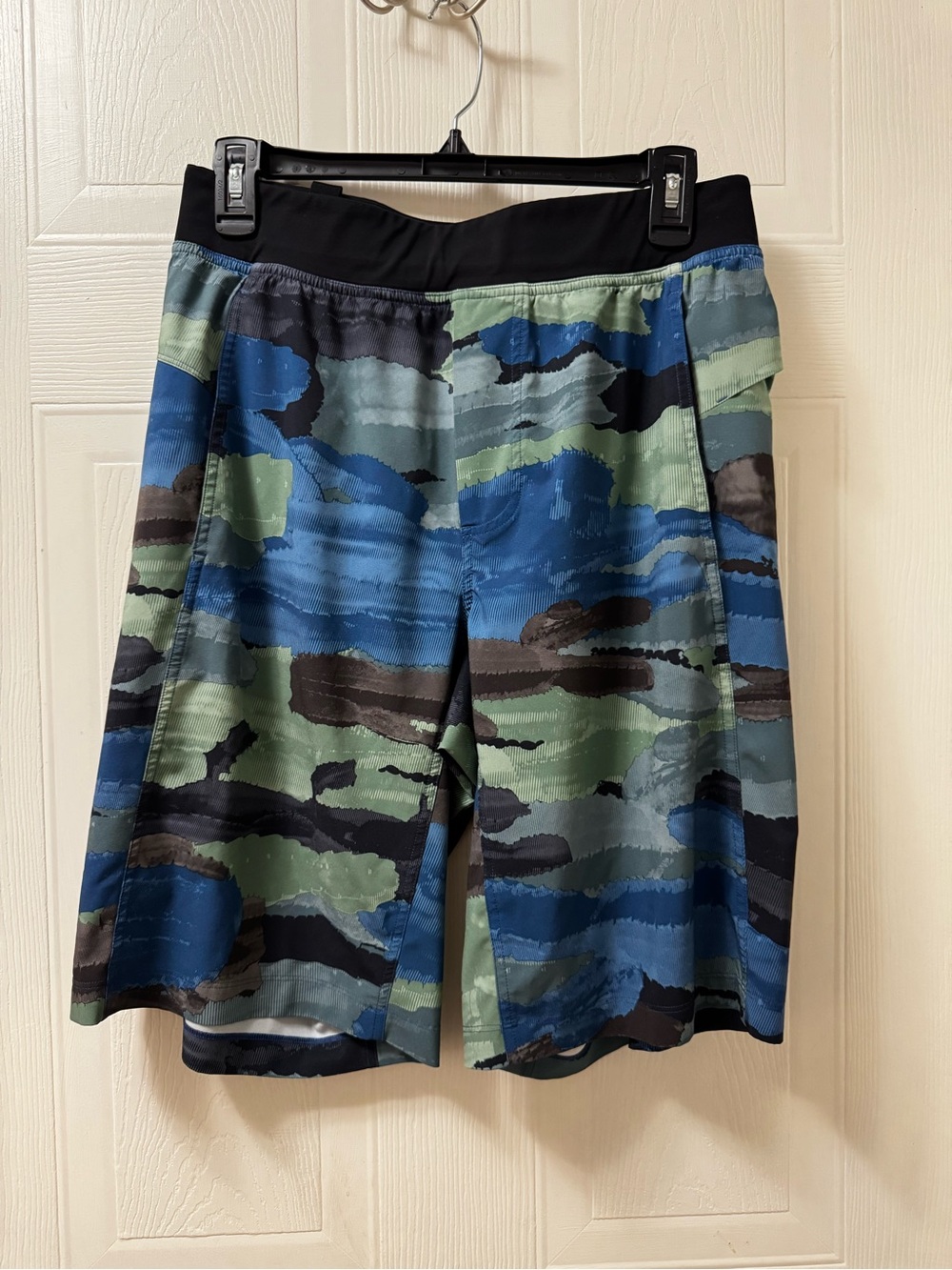 lululemon athletica Blue & Green Camo Swim Board Shorts